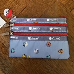⭐ Lesportsac x Pokemon ⭐ 3-zip Cosmetic Pouch NWT